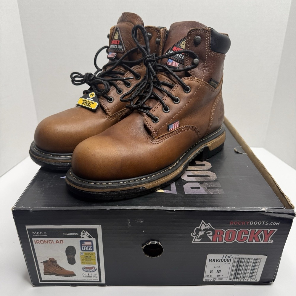 Rocky Ironclad USA Waterproof Steel Toe Work Boots Mens 8M RKK0330